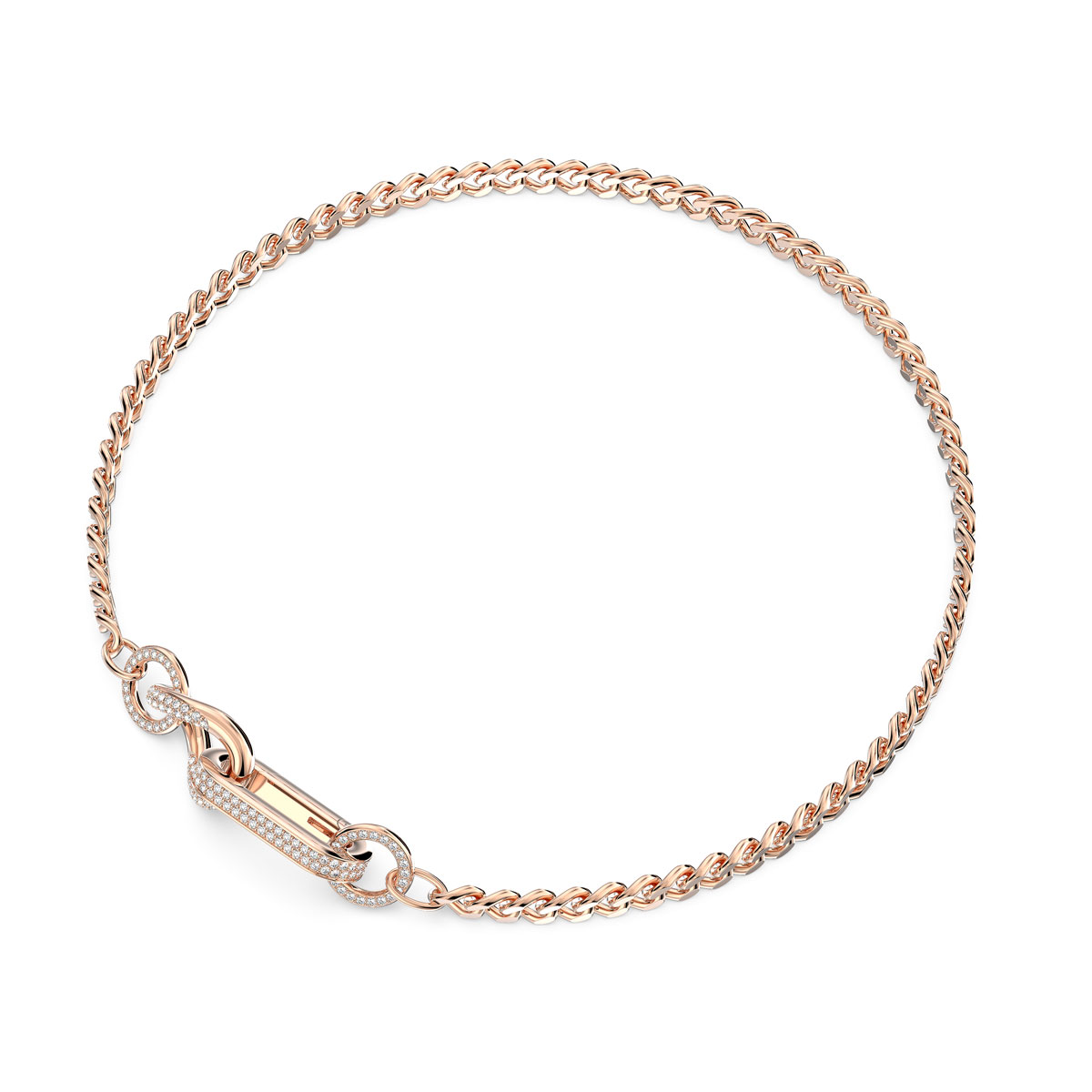 Swarovski Jewelry Dextera Necklace, Pave, Mixed Links, White, Rose Gold Tone Plated